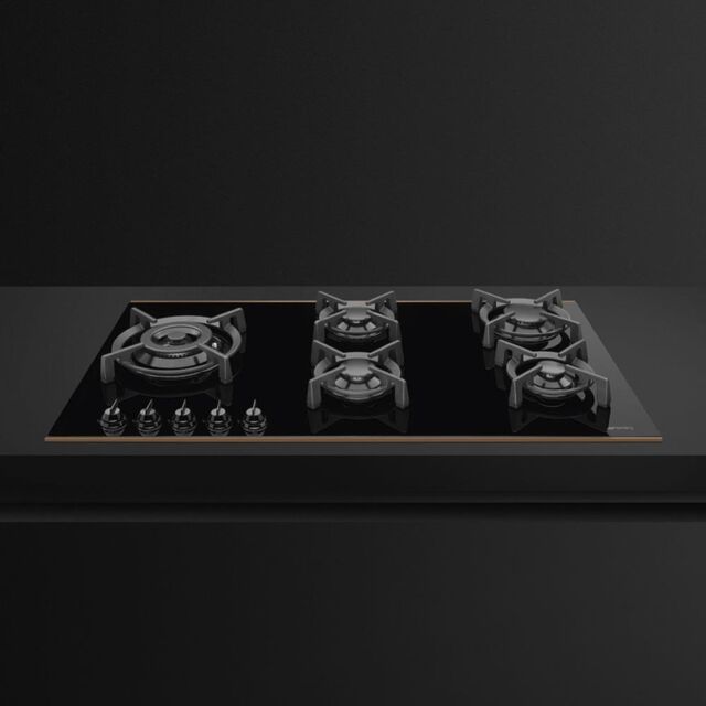Smeg PV695LCNR 90cm Dolce Stil Novo Gas Hob, Black with Copper Trim