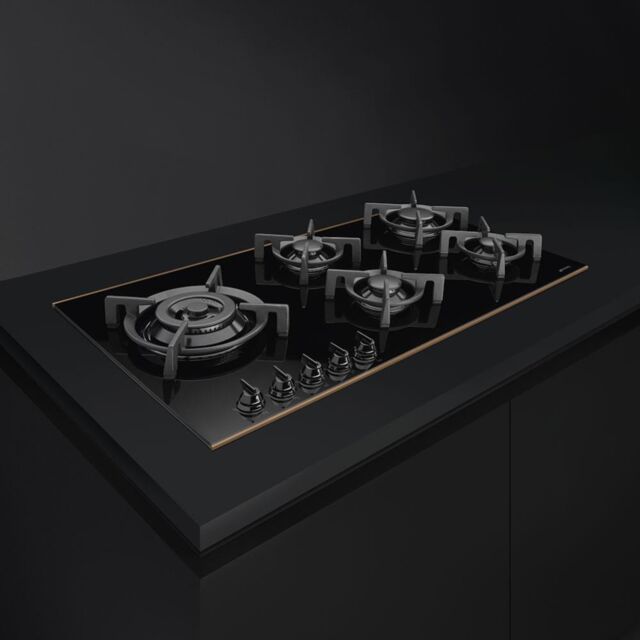 Smeg PV695LCNR 90cm Dolce Stil Novo Gas Hob, Black with Copper Trim