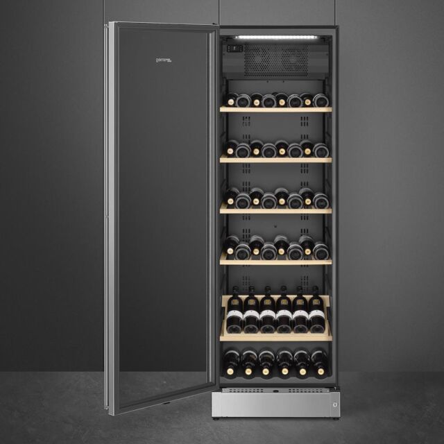 Smeg SCV115GS Freestanding Wine Cooler - Silver Glass
