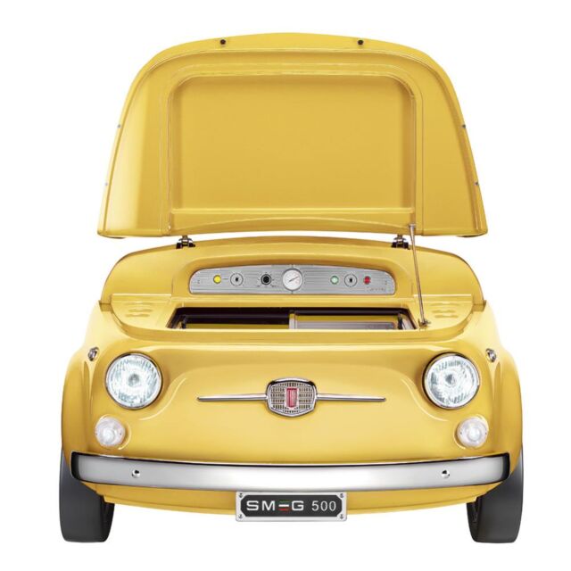 Smeg SMEG500G 50s Retro Style FIAT 500 Refrigerator, Yellow