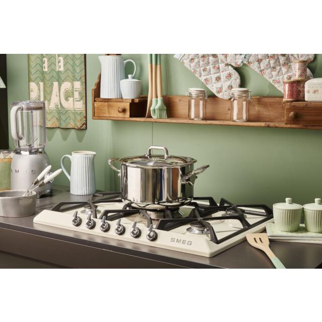 Smeg SR975PGH 69cm Victoria Gas Hob, Cream