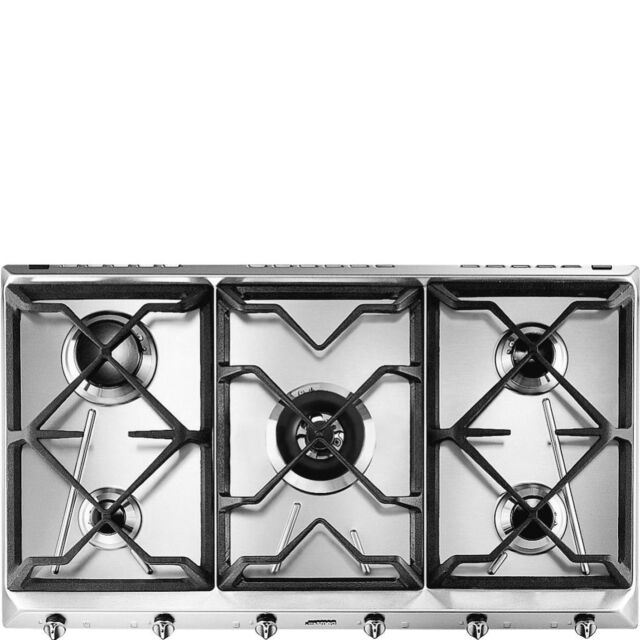 Smeg SRV596GH5 89cm Cucina Gas Hob, Stainless Steel