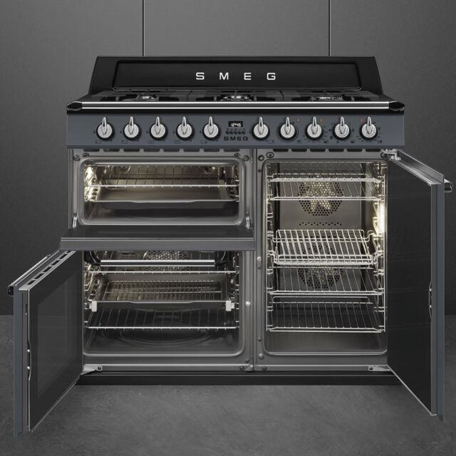 Smeg TR103GR 100cm Victoria Dual Fuel Range Cooker, Slate Grey