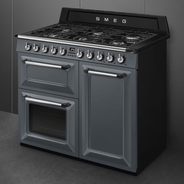 Smeg TR103GR 100cm Victoria Dual Fuel Range Cooker, Slate Grey
