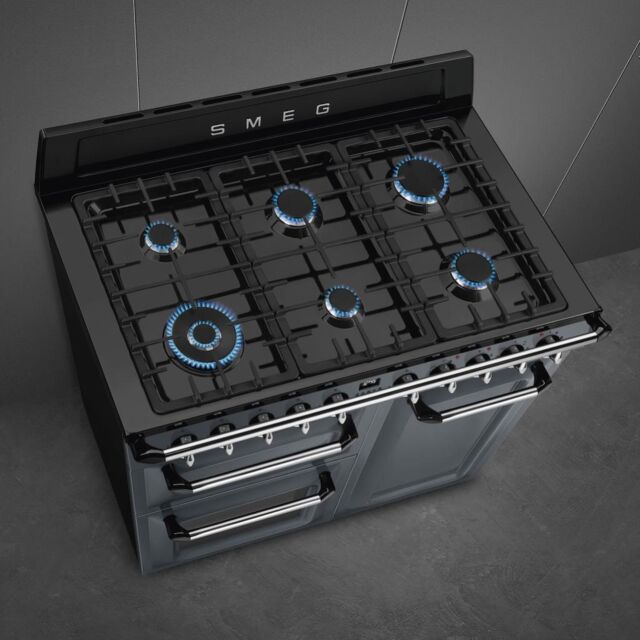 Smeg TR103GR 100cm Victoria Dual Fuel Range Cooker, Slate Grey