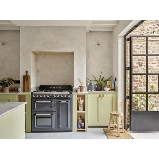 Smeg TR103GR 100cm Victoria Dual Fuel Range Cooker, Slate Grey