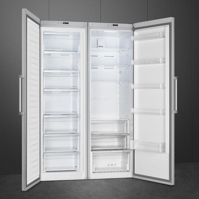 Smeg UKFF18EN2HX 60cm Freestanding No Frost Freezer, Stainless Steel
