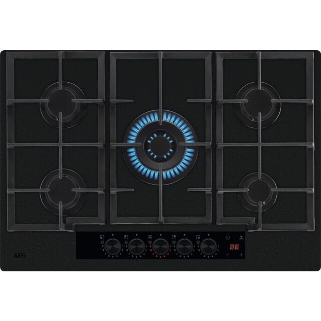 AEG HKB75341NL 75cm Gas on Glass Hob - Black Glass