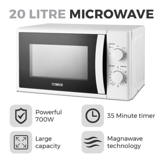 Tower T24034WHT Microwave Manual 700W 20L - White