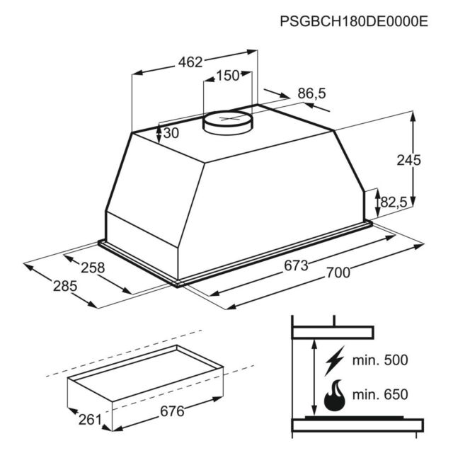 AEG DGB3850M Silver Integrated Hood