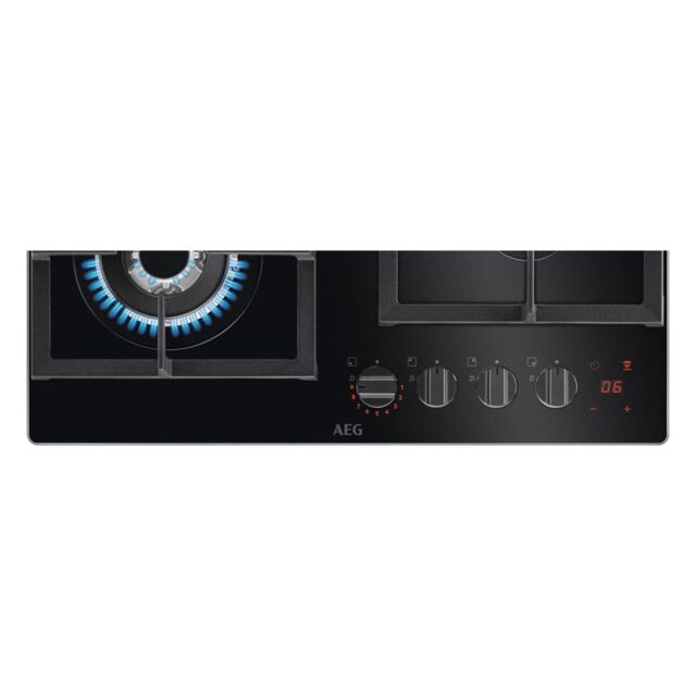 AEG HKB64450NB 8000 Gas on Glass Gas Hob with Hob2Hood