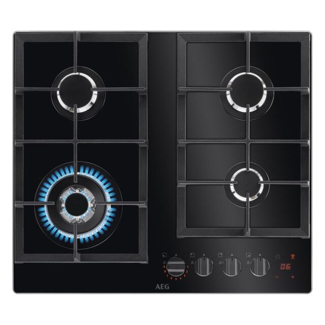AEG HKB64450NB 8000 Gas on Glass Gas Hob with Hob2Hood