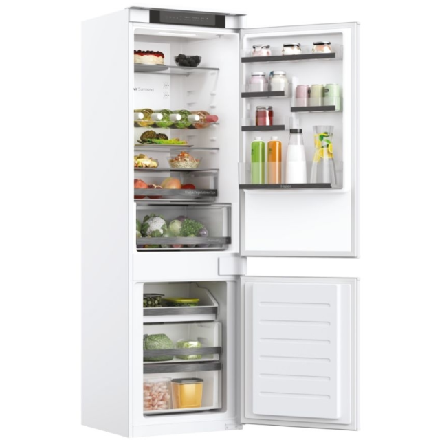 Haier HBW5518EK-1 Total No Frost Integrated Fridge Freezer, Sliding Hinge, 70/30, White