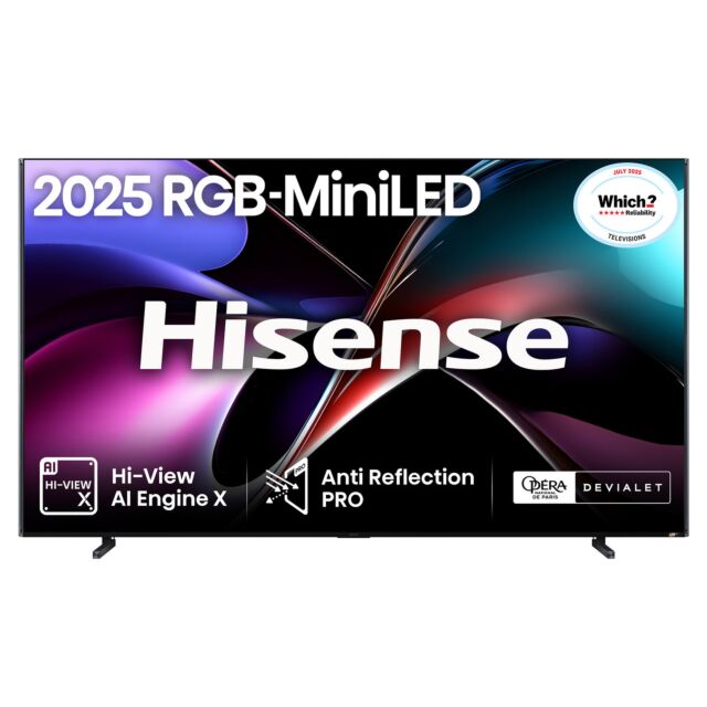 Hisense 116UXQTUK 116 inch Tri-Chroma RGB MiniLED 4K Ultra HD HDR Smart TV Freely