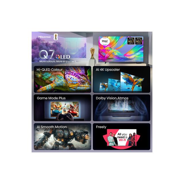 Hisense 43Q7STUK 43 Inch Qled 4K Ultra HD Ai Smart TV With Freely 