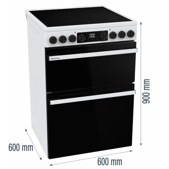Hisense HDCEC6C20W Electric Cooker With Double Oven, 60 Cm
