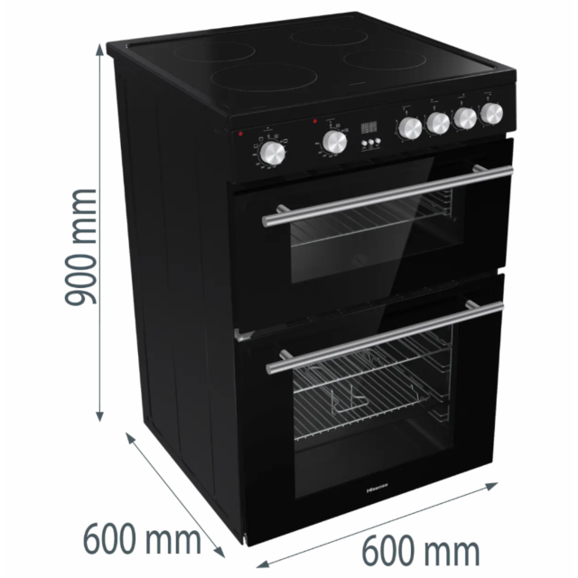 Hisense HDE3211BBUK Electric Cooker With Double Oven, 60 Cm