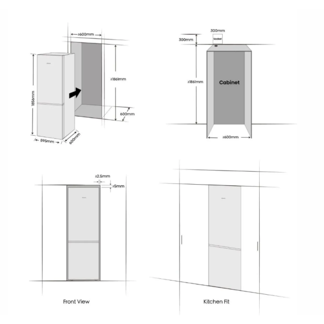 Hisense RB5K330GSFC KitchenFit Eclipse Fridge Freezer Black