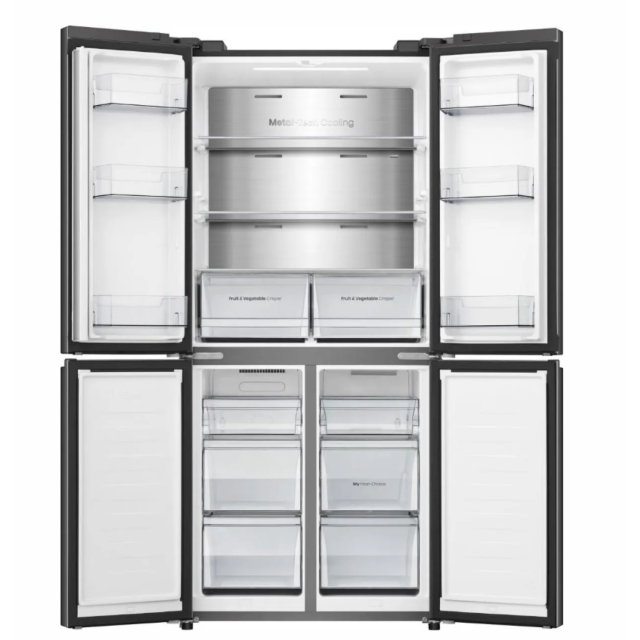 Hisense RQ5P470SAFD 80cm American 4 Door Cross Door, Black