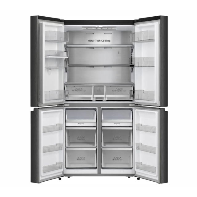 Hisense RQ758N4SWFE American 4 Door Cross Door, Non-Plumbed Water Dispenser, Black Stainless Steel