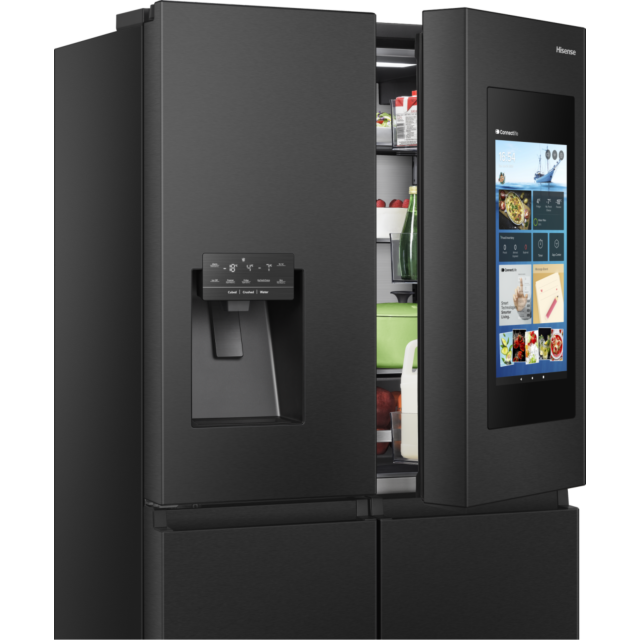 Hisense RQ760N4IFE American 4 Door Cross Door, Plumbed Water And Ice Dispenser, Eclipse Dark Interio