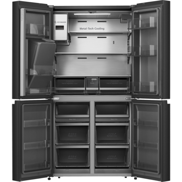 Hisense RQ760N4IFE American 4 Door Cross Door, Plumbed Water And Ice Dispenser, Eclipse Dark Interio
