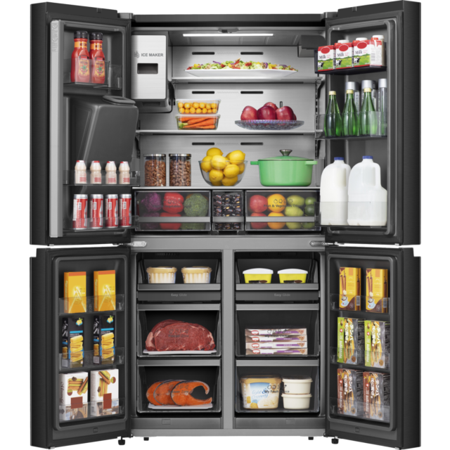 Hisense RQ760N4IFE American 4 Door Cross Door, Plumbed Water And Ice Dispenser, Eclipse Dark Interio