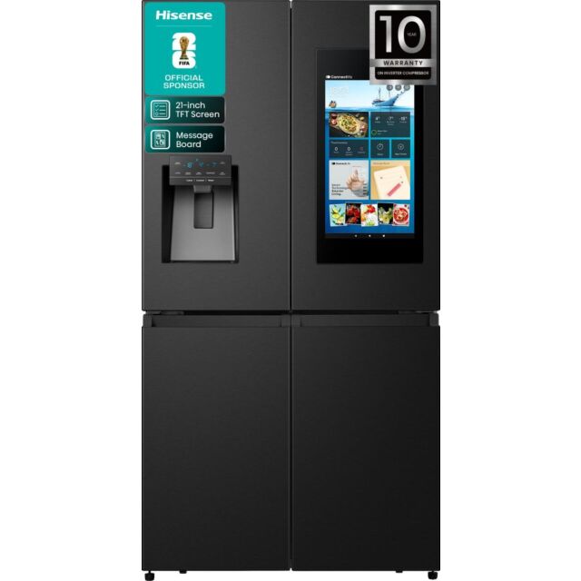Hisense RQ760N4IFE American 4 Door Cross Door, Plumbed Water And Ice Dispenser, Eclipse Dark Interio