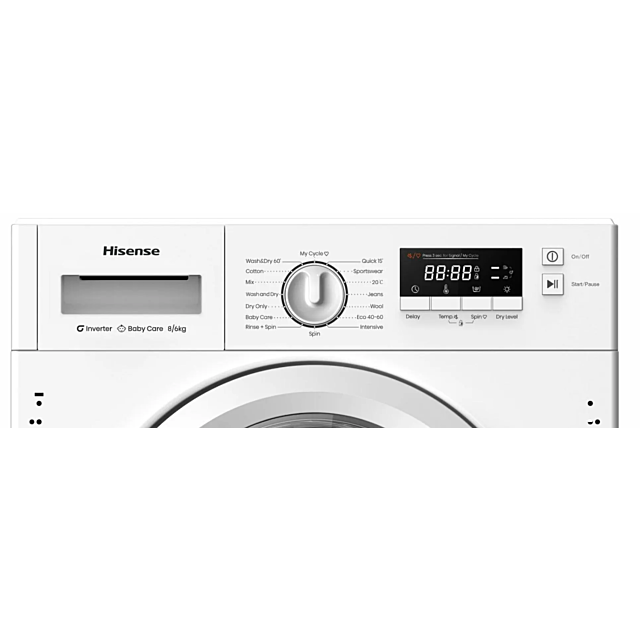 Hisense WD3M841BWI 8KG Built-In Washer Dryer - White 
