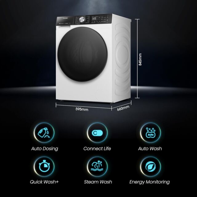 Hisense WF5S1245BW 5S Series Auto Dosing Wf5s1245bw 12Kg 1400 Spin Wifi Connected Washing Machine Wh