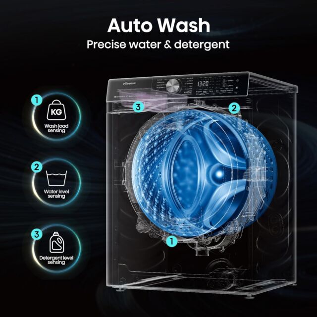 Hisense WF5S1245BW 5S Series Auto Dosing Wf5s1245bw 12Kg 1400 Spin Wifi Connected Washing Machine Wh