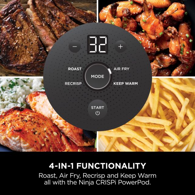 Ninja FN101UKGY Crispi 4-In-1 Portable Glass Air Fryer Cyber Space 