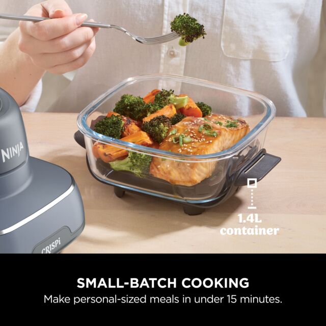 Ninja FN101UKGY Crispi 4-In-1 Portable Glass Air Fryer Cyber Space 