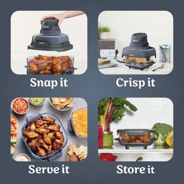 Ninja FN101UKGY Crispi 4-In-1 Portable Glass Air Fryer Cyber Space 