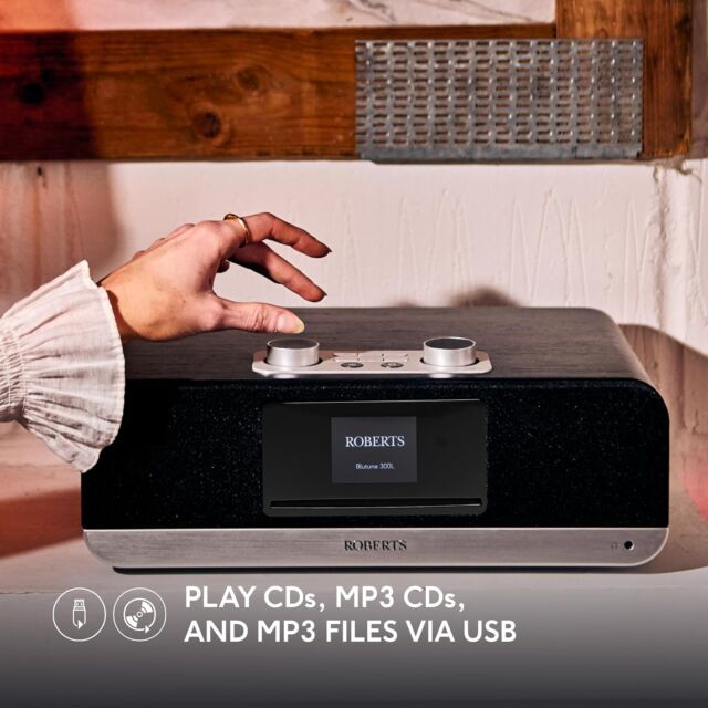Roberts BLUETUNE300L DAB+/FM/CD Bluetooth Radio Black Ash