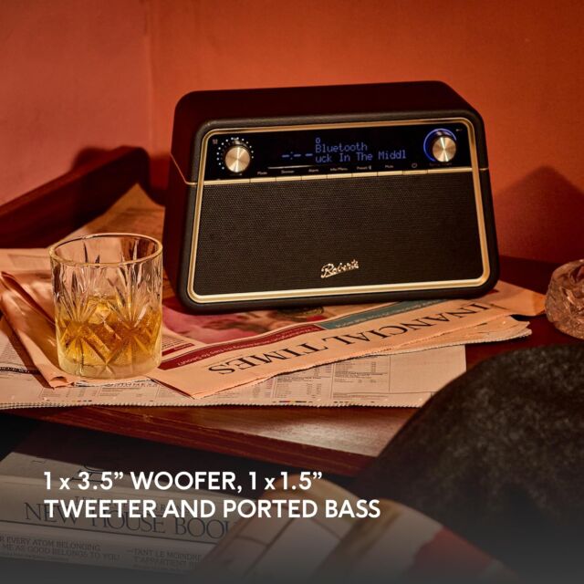 Roberts Revival REVA FM/DAB/DAB+ Statement Radio with Bluetooth, Black