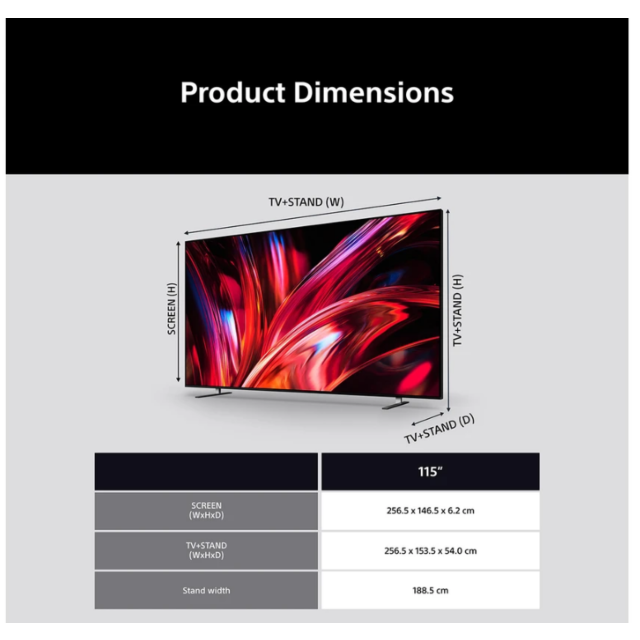 Sony K115XR95M2PB BRAVIA 9 115 inch True RGB LED 4K HDR Smart TV