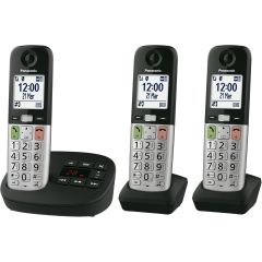Panasonic KX-TGU433EB Dect Phone With Answer Machine, 3 Handsets Silver Black 